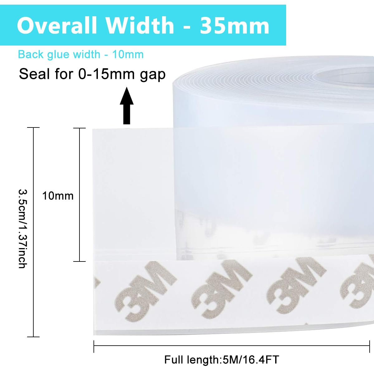 HASTHIP Window Sealing Strips for Doors and Windows with 5m Length 35mm Width Silicone Seal | Soundproof and Weatherproof Protection