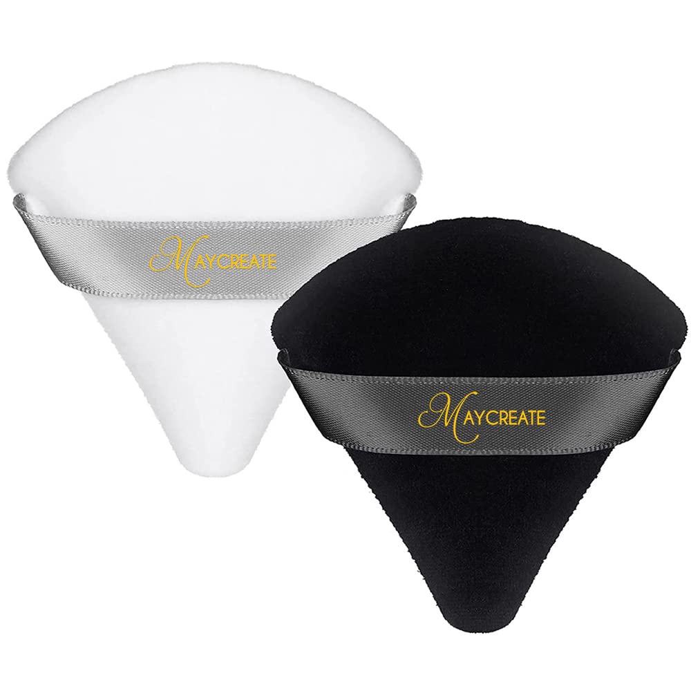 MAYCREATE® 2pcs Triangle Powder Puff For Women Makeup Sponge puff Face Dry Wet Makeup Puff for Loose Powder Body Powder, Cotton Cosmetic Sponge for Contouring, Under Eyes and Corners