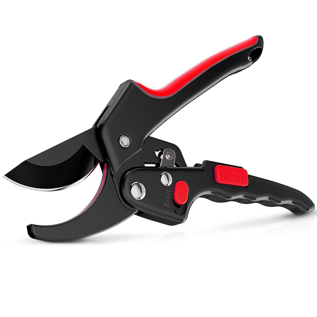 HASTHIP Gardening Scissor for Lawn and Potted Plants with Ratchet Mechanism and SK5 Blade | Ergonomic Handle 3/4 in Branch Cutter