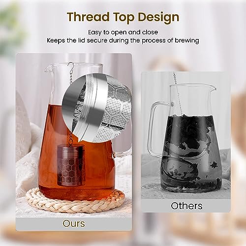 HASTHIP® Large Tea Infuser 304 Stainless Steel, 2.75 Inches Fine Mesh Strainer, Lid and Chain, Brew Loose & Herbal Tea, Fits Mugs, Cups, Teapots, Durable, Easy to Clean, Indian Consumers