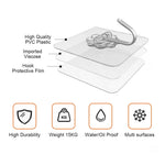 HASTHIP Wall Hooks for Bathroom and Kitchen Organization with Strong Acrylic Glue 10Pcs Transparent | Waterproof and Self Adhesive Design