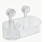 HASTHIP® Wall Mounted Bathroom Storage Box Portable Punch Cosmetic Storage Box Suction Organizer Cup Shelf Storage-Transparent