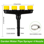 Garden Water Pipe Sprayer 4 Nozzle Irrigation Sprinkler Larger Irrigation Area Garden Sprayer Nozzle with Flow-Adjustment Connector
