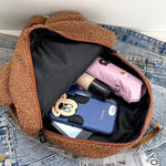 HASTHIP® Kawaii Bear Ear Kids Backpack, Soft Plush School Bag for Boys & Girls, Cute Small Preschool & Kindergarten Backpack, Adjustable Straps, 27x13x28cm, Brown Toddler Bag for Children