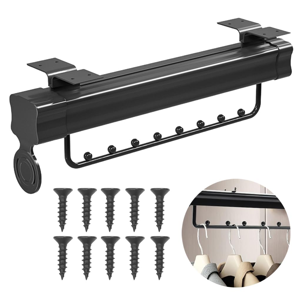 HASTHIP Space Saving Multi Hanger Organizer for Closet with Pull Out Rail and 18.1 in Depth | Metal Screw Mounted Design