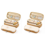 HASTHIP Pencil Case with Double Zipper and Multiple Compartments 22x11cm Khaki Black 2PCS