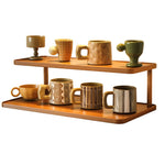 HASTHIP® 2 Tier Clear Acrylic Display Shelf, Tabletop Organizer Rack for Figures, Cup, Perfume, Dessert, Easy to Assemble Brown Display Stand for Home Office 40cm