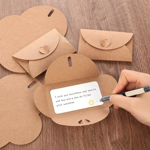 HASTHIP® 50Pcs Envelopes with 50Pcs Blank Cards Greeting Card Envelopes4.1x2.7 inches Hard Paper Envelopes for Gift Cards, Post Cards, Wedding Invitations, Letters
