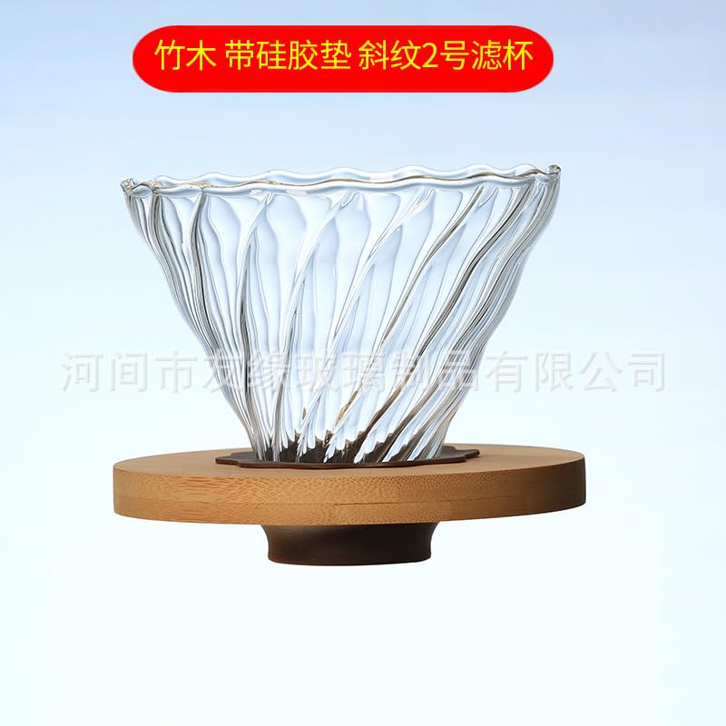 HASTHIP® Single Hole Coffee Filter with Reusable Mesh and Bamboo Stand for Home Brewing, Bronze Pour Over Coffee Maker for Kitchen and Office