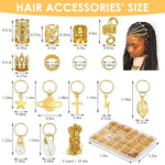 HASTHIP® Marca 259 Piezas Accesorios para Cabello Trenzado,Anillos de Trenza,Decoraciones de Metal Dorado y Plateado Cuentas para Dreadlocks Cuffs y Clips Trenzas Extensiones Joyas Mujeres Niñas Bod