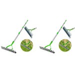 HASTHIP Garden Rake for Lawn Care with 170cm Adjustable Handle featuring Dual‑Edge Alloy Steel | 2PCS Heavy Duty Farming Tool