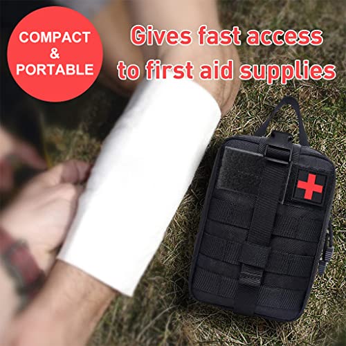 HASTHIP® First Aid Box for Medical Emergency Kit, Heavy Duty and Large Capacity Military Grade Rip-Away Ifak Pouch for Sports, Hiking, Camping, Traveling (Bag Only)