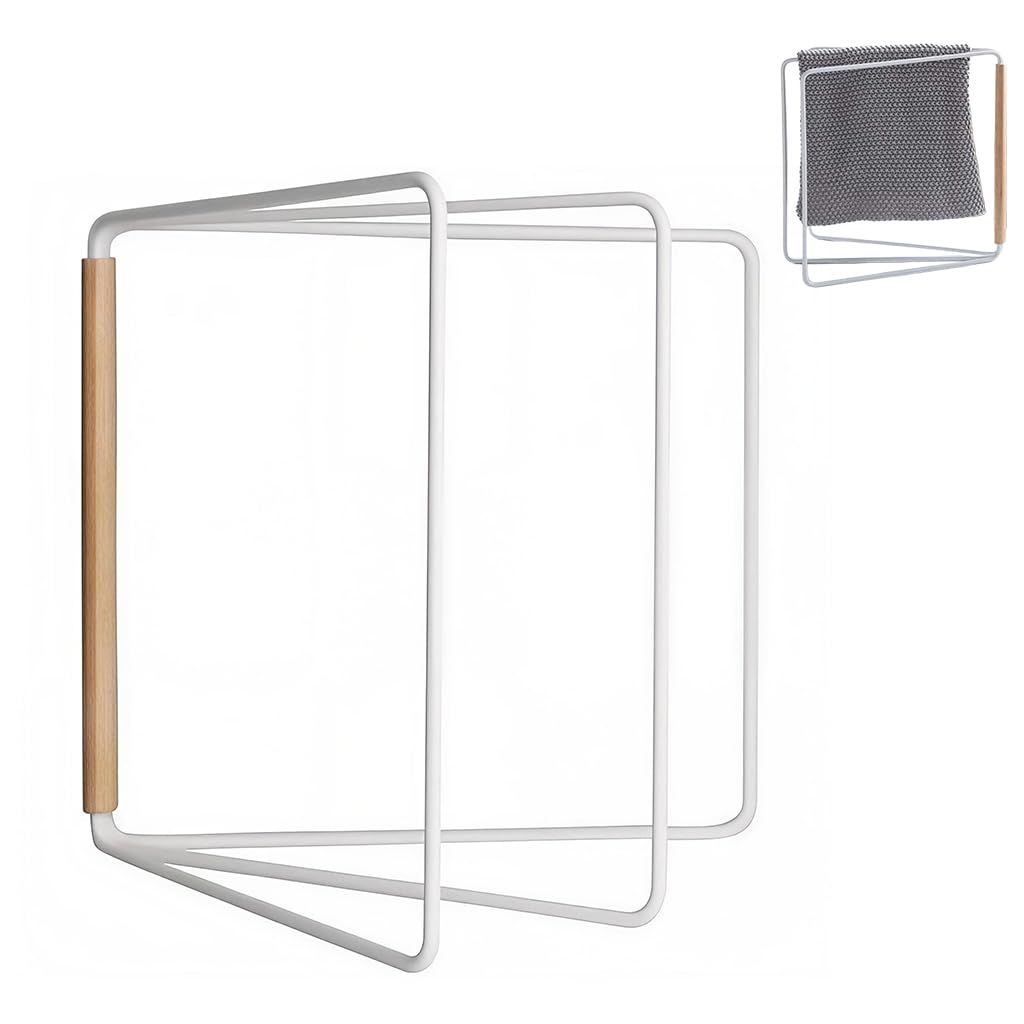 HASTHIP Hand Towel Stand for Countertop with Folding 3 Arms 10.83×0.98×9.84 in | Metal Frame and Wooden Handle