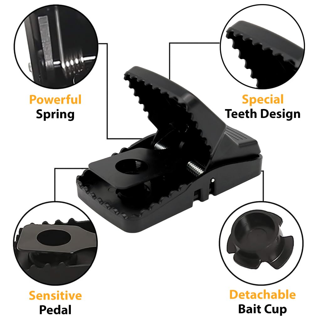 HASTHIP Rat Traps for Indoor and Outdoor Use with Ultra Fast Trigger | 4Pcs 14×7.5×7.3cm Reusable ABS Design