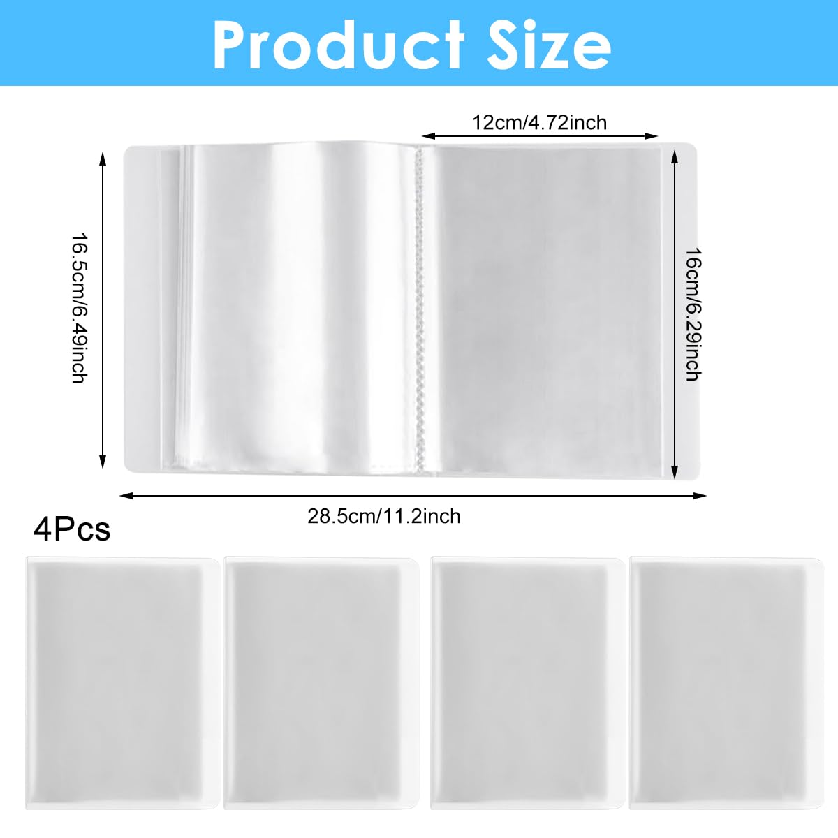 HASTHIP A6 Photo Album for Photos and Cards with 20 Pockets and Clear PP Matte Cover | Pack of 4