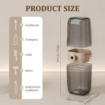 HASTHIP Toothbrush Travel Case for Trips and Camping with 2 in 1 Cup Design | Beige and Clear