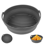 HASTHIP® Foldable Reusable Silicone Air Fryer Liner, Non-Stick Heat-Resistant Basket Inserts, Food Grade Gray Airfryer Accessories for 3QT-5QT, Easy to Clean, Oven Baking Cooking Mat