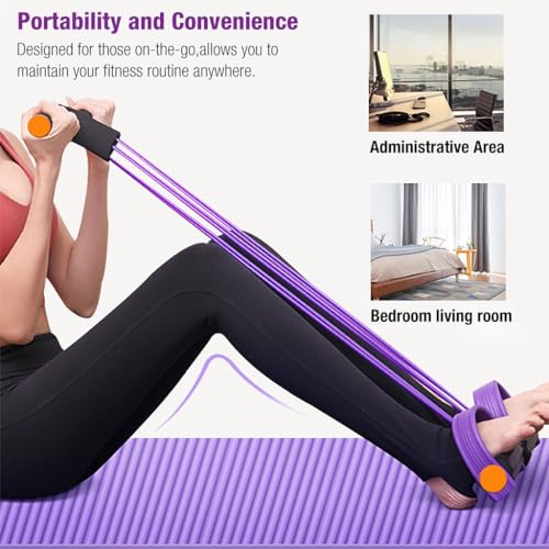 HASTHIP® 6-Tube Natural Latex Tension Rope Resistance Band Set for Workout, Home Gym & Stretching, Durable NBR Material, Non-Slip Foam Pedals & Handles, Portable Fitness Equipment for Men & Women