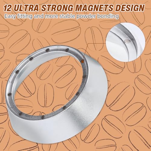 HASTHIP® 51mm Dosing Funnel with 12 Magnets, Aluminum Alloy Wide Mouth Coffee Powder Ring, No Spill Portafilter Ring Espresso Accessory, Compatible with Ground Coffee and Espresso Machines