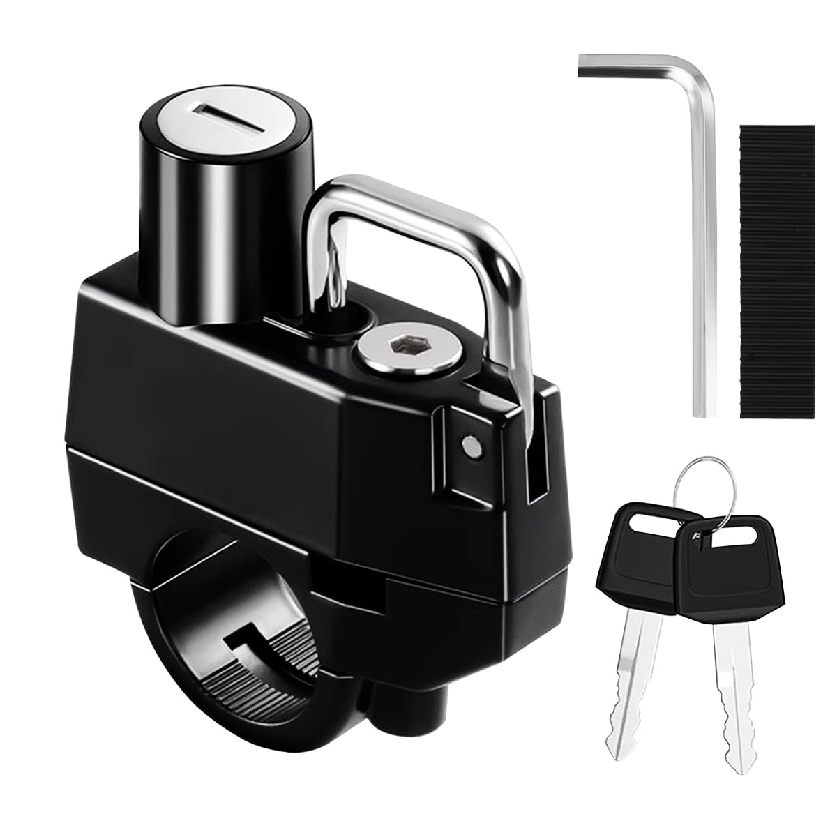 HASTHIP® Candado de Casco para Bicicleta y Moto,Cerradura Antirrobo de Aleación Aluminio con 2 Llaves,Resistente al Óxido y Fácil Instalar para Manillar 22-24 mm en Bicicletas E