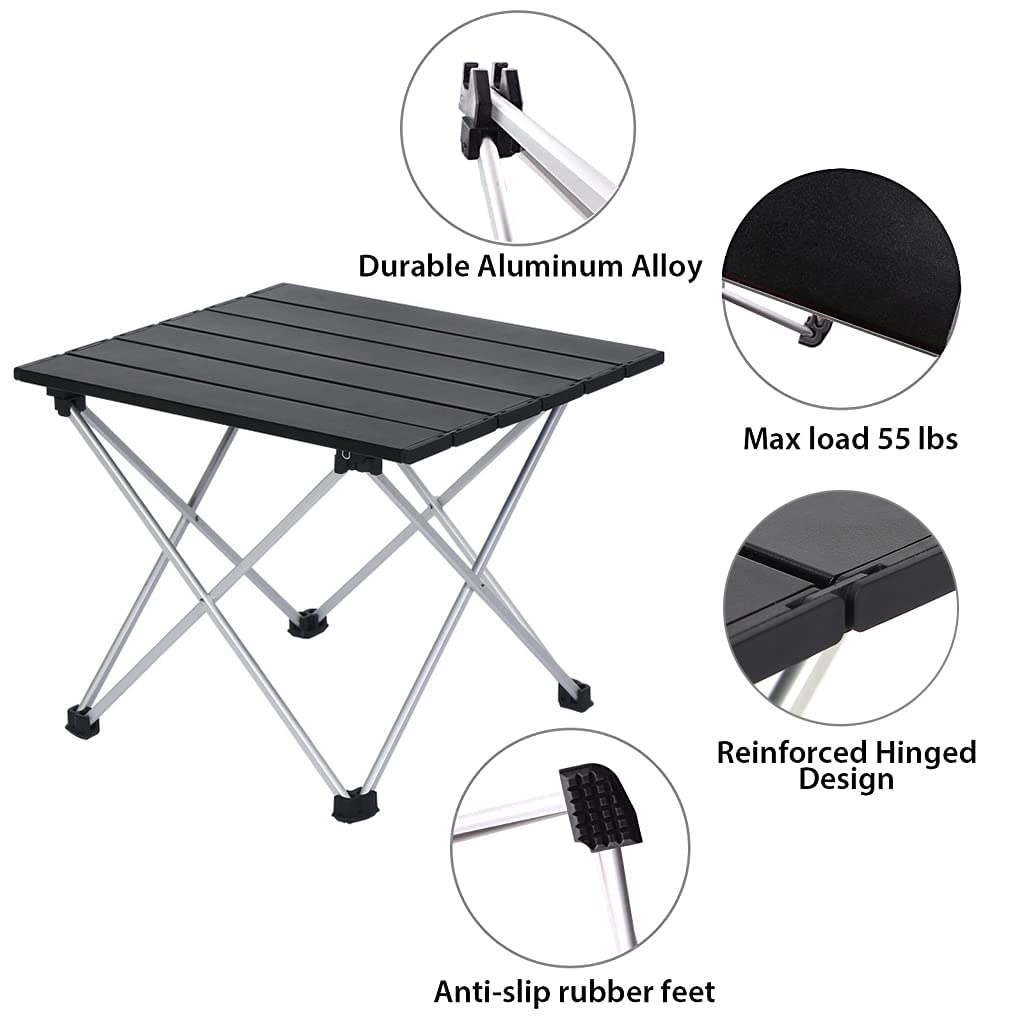 HASTHIP® Camping Table Foldable Table 56*40.5cm Aluminum Top for Outdoor Cooking, Hiking, Travel, Picnic, Sturdy Constructed Camping Table with Storage Bag