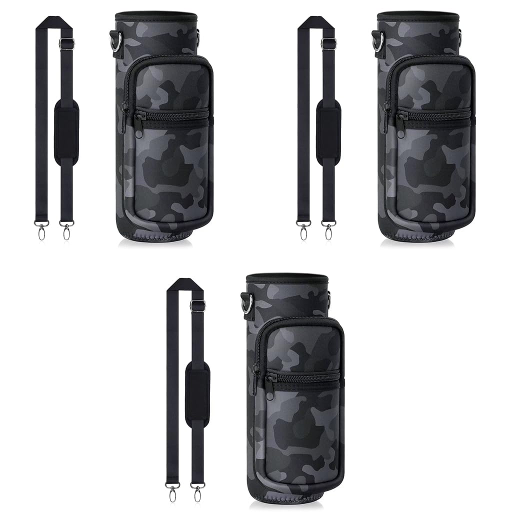 HASTHIP Water Bottle Carrier Bag for 32 oz Bottles with Adjustable Strap and Pockets | 3PCS Set