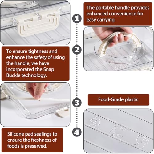 HASTHIP® Fridge Organiser Storage Boxes, Moisture-Proof Multi Compartment Storage Box, Divided 8 Compartments Kitchen Storage Box, Food Grade PP Fridge Storage Containers with Lid & Handle