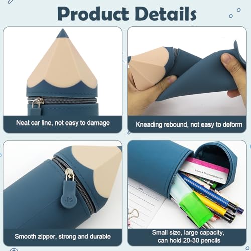 HASTHIP® Silicone Pencil Case 2-in-1 Scalable Federmäppchen Zip-up Pen Holder Travel Organizer, Durable and Easy to Clean Stationery Pouch for Kids, Unisex Silicone Pencil Pouch with Suction Cup