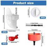 HASTHIP Chicken Feeder Kit for Poultry with 4 Ports and Automatic Waterer Cups | Food Grade DIY System