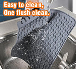 HASTHIP® Kitchen Silicone Dish Drying Mat, Large Silicone Counter Mat, Quick Dry Drain Pad with Wavy Grooves, Anti Slip Coffee Mat, Sink Draining Board Mat for Dish, Cup & Utensils, 40x30cm, Grey