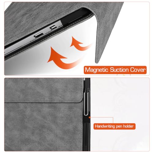 HASTHIP® Tablet Cover for Surface Pro 9 Protective Surface Pro 9 PU Leather Case 2 in 1Surface Pro 9 Table Case with Anti-slip Lining & Stylus Pen Desing Fashion Embossing Cover for Surface Pro 9
