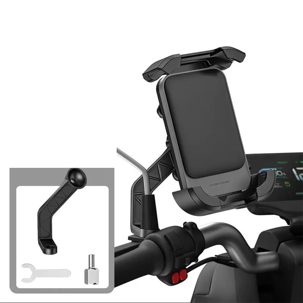 HASTHIP® Soporte para Moto y Bicicleta con Doble Amortiguador Antivibración,Porta Celular Universal con Bloqueo de Seguridad,Rotación 360°,Ajuste para Manillar/Espejo Compatible Smartphones