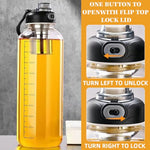 HASTHIP® HOOJO 2.5L Large Glass Water Bottle with Tea Infuser, Insulation Bag, Leakproof Flip Lid & Nozzle, Wide Mouth, Heat Resistant, Reusable Sports Water Jug for Gym Travel Cold Brew Tea
