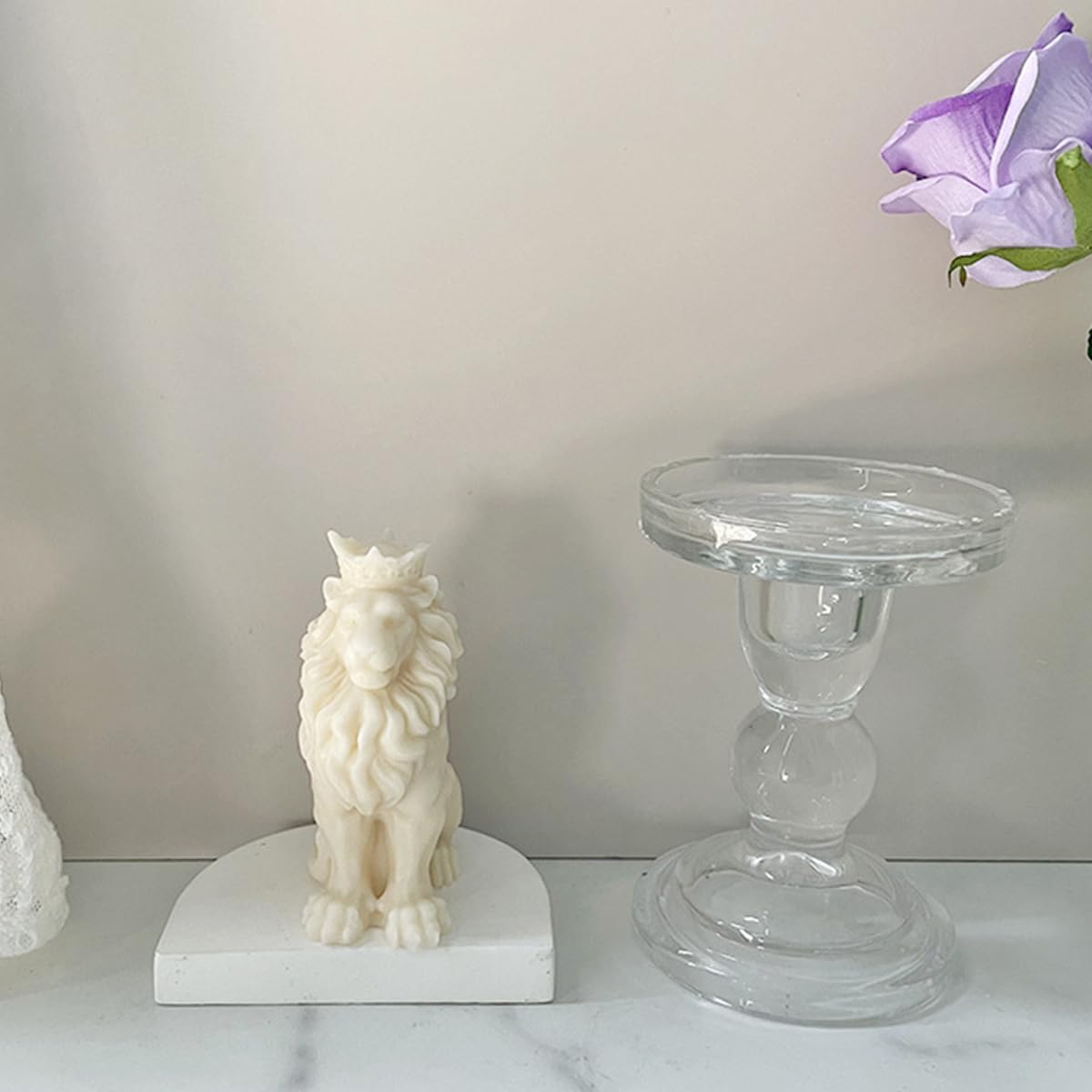 HASTHIP 3D Lion Candle Mold for Resin and Chocolate Crafts featuring Crown Design 5.7x9.4cm Silicone