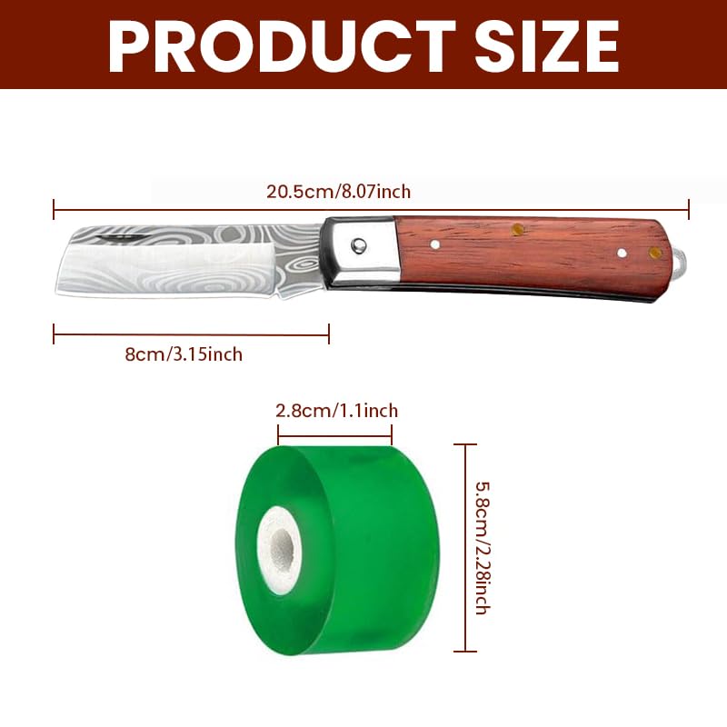 HASTHIP Grafting Cutter Tool for Fruit Trees and Flowers with 7.56 in Folding Design featuring Curved Steel Blade and Anti Slip Wooden Handle | Includes 1 Roll Grafting Tape