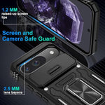 HASTHIP® Magnetic Phone Case for Google Pixel 9 & 9 Pro with Sliding Camera Shield & Stereoscopic Full Body Heavy Duty Rugged Shockproof Protective Phone Cover Holder Hard Cover Case Kickstand Ring