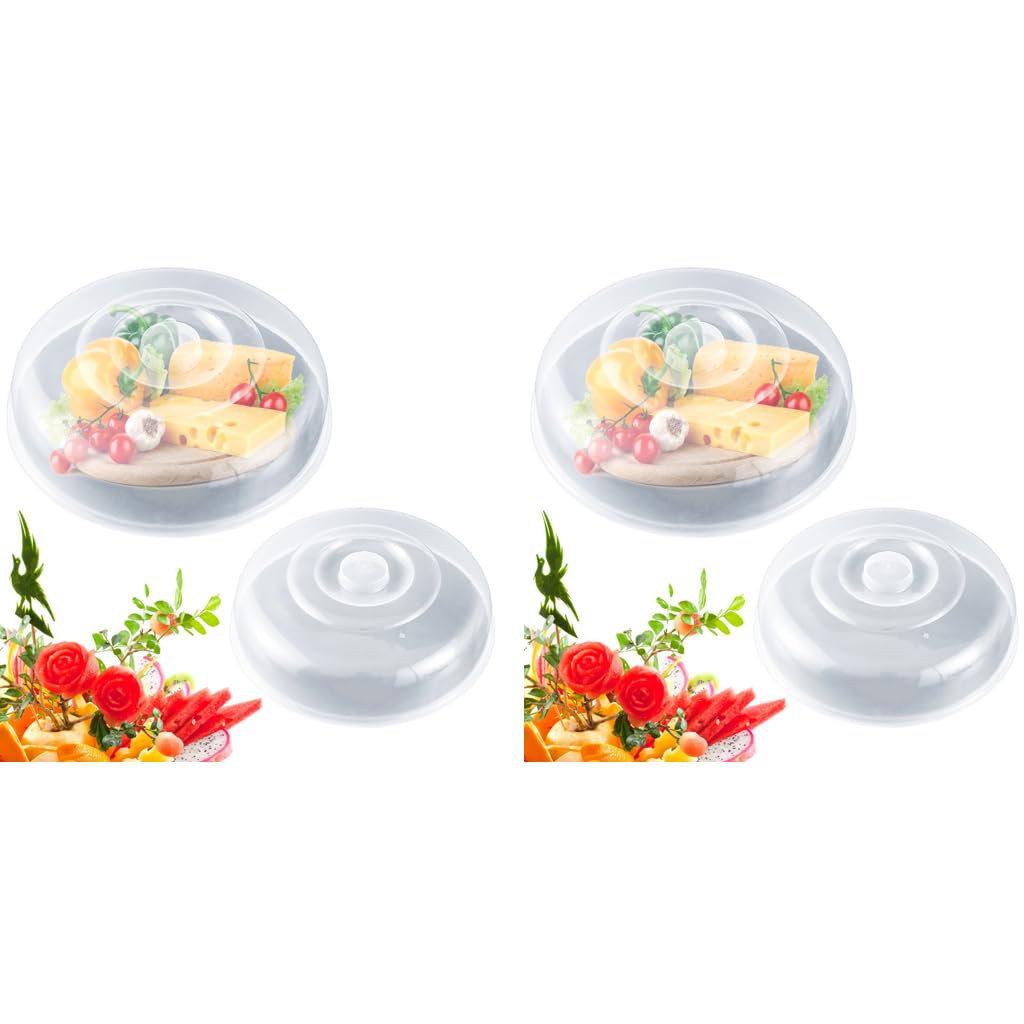 HASTHIP Microwave Lid for Food with Easy Grip Handle featuring 7.87 and 9 in Covers | Red 2 Pack