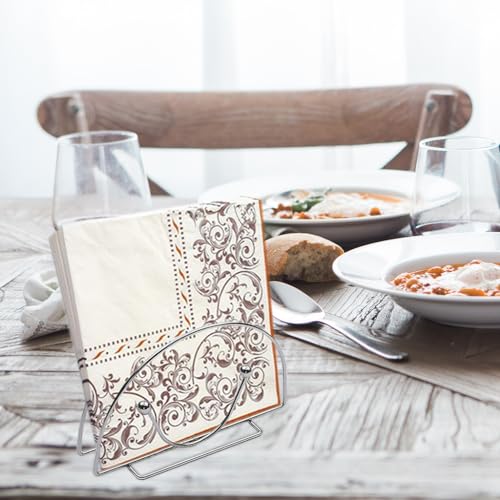HASTHIP® 2Pcs Silver Napkin Holder for Dining Table,Tissue Dispenser Stand for Kitchen,Home Office Restaurant Tabletop Paper Napkin Organizer Modern Serviette Rack Decor