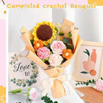 HASTHIP® Handmade Crochet Flowers Bouquet Sunflowers Roses Desk Decoration Gift Box Packed Versatile Easy Maintenance Ideal for Indian Women Mother's Day Birthdays 2 PCS