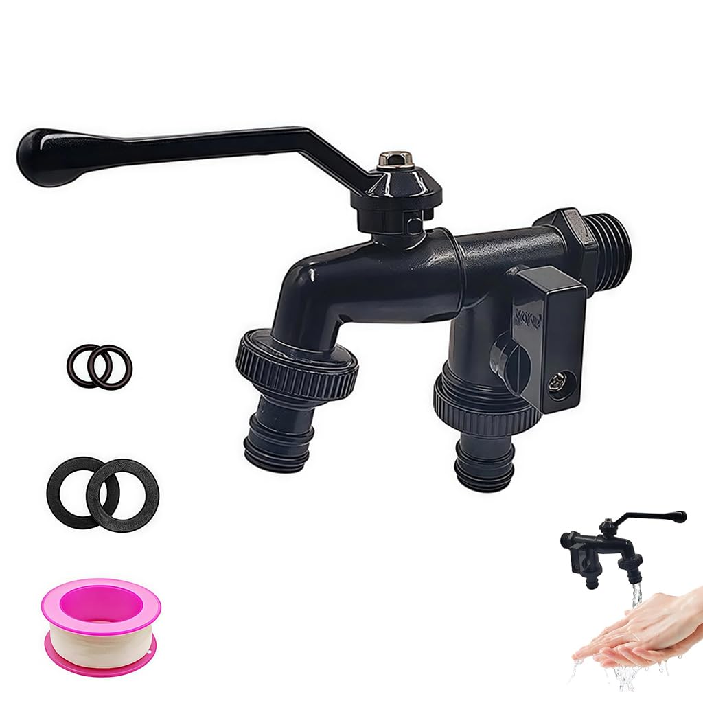 HASTHIP Faucet Splitter for Garden Watering with Dual Outlet Control Valve Zinc Alloy | Leak‑Proof Accessories