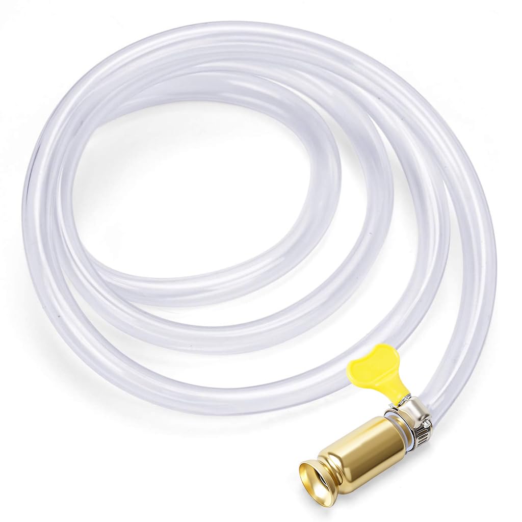 HASTHIP® Shaker Siphon Hose for Fuel Transfer Pump 1/2'' Copper Valve Syphon Hose Gas Siphon Pump for Gasoline, Oil, Diesel, Water, Liquid Self Priming Shaker Siphon Hand Pump Tube (6.6 feet)
