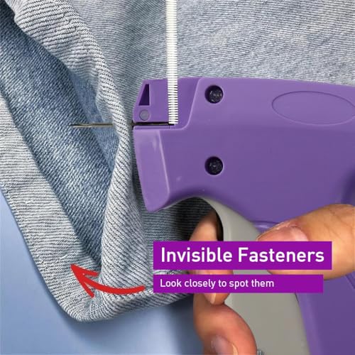 HASTHIP® Stitching Gun For Clothes Fixer Tool- Handheld Quick Stitch Sewing Gun Clothing Price Label - Tag Gun - Includes 6 Needle, 1500 Micro Fasteners (Pink)