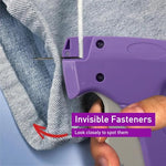 HASTHIP® Stitching Gun For Clothes Fixer Tool- Handheld Quick Stitch Sewing Gun Clothing Price Label - Tag Gun - Includes 6 Needle, 1500 Micro Fasteners (Pink)