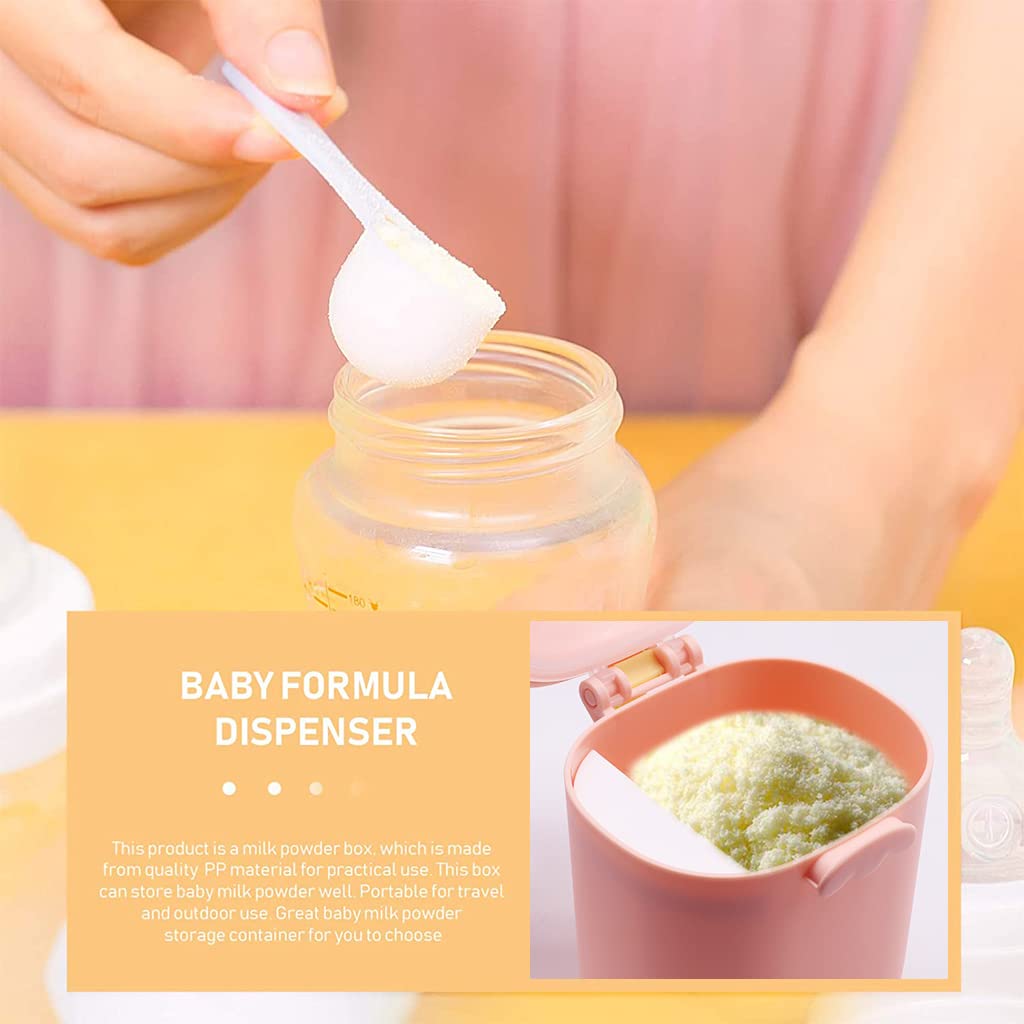 HASTHIP® 300 Grams Baby Formula Dispenser, Portable Milk Powder Dispenser Container with Carrying Handle and Scoop, Foodgrade PP Double Layer Anti-Leak Design for Outdoor Travel Home (Pink)