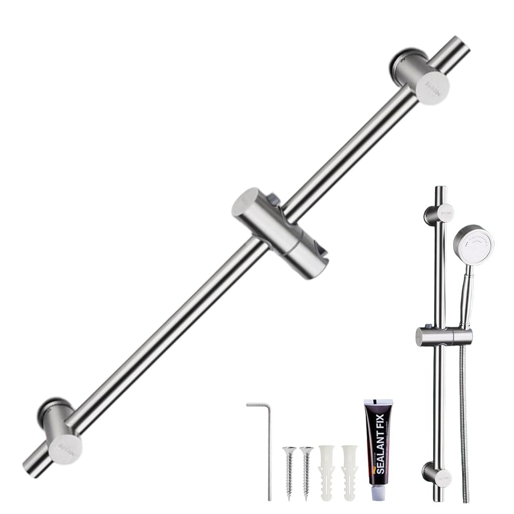 HASTHIP Shower Slide Rail for Bathroom with Adjustable Holder and No Drill Mounting | 25.9 in Stainless Steel Design
