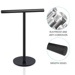 HASTHIP Towel Rack for Countertop featuring T Bar with Stable Base 11.8 in Black Stainless Steel | Modern Bathroom Storage for Face Towels and Paper Rolls