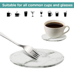 HASTHIP Leather Coasters for Drinks with Holder featuring Non Slip Cork Base | 6Pcs 3.9 in Marble Design