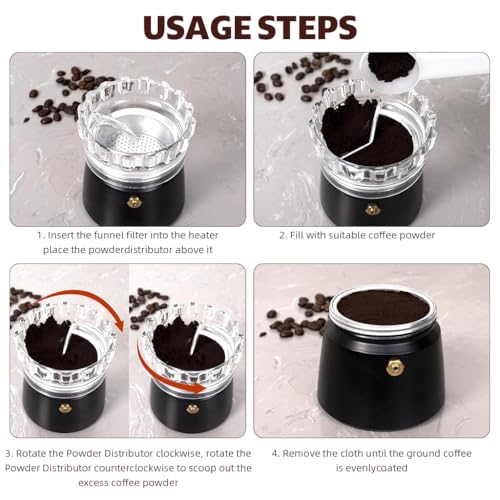 HASTHIP® Ground Coffee Leveler Tool for Moka Pot, 2.83 Inch Clear Crown Distributor Ring, Powder Leveling Accessory for 4-6 Cup Coffee Makers