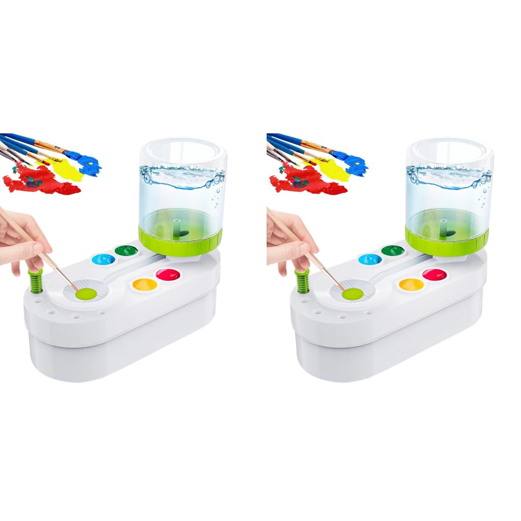 HASTHIP Paint Brush Cleaner for Oil Acrylic and Makeup Brushes with Auto Refill Water Tank | 2PCS