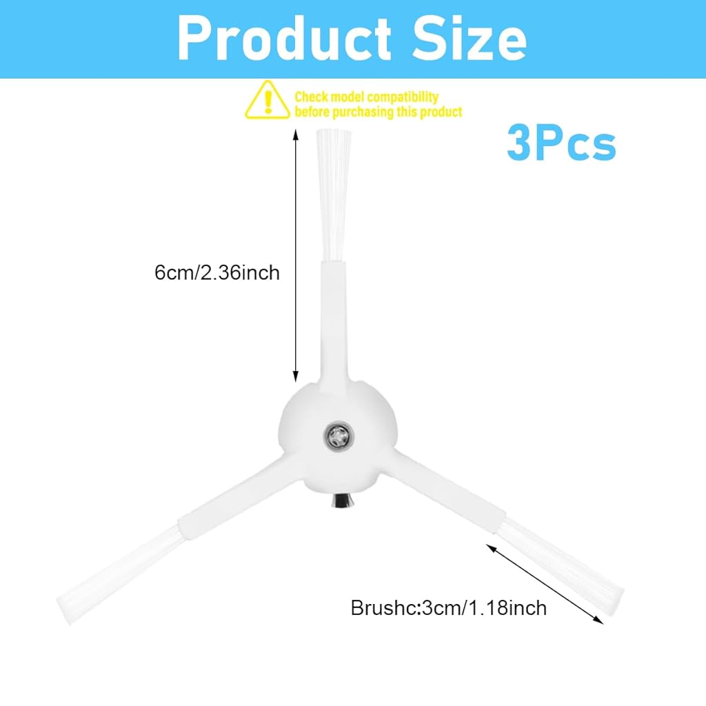 HASTHIP® 3pcs Side Brushes Replenishment Kit, Replacement Parts Compatible With Mi Robot MJST1S/Mop 2 Pro, Side Spinning Brushes Replacement Accessorie Cleaning Accessories - White